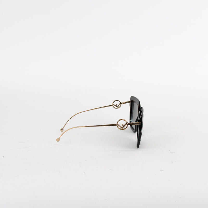 Fendi Black Oversized Wire Arm Logo Sunglasses