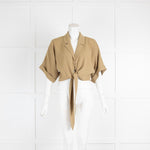 Vince Beige Twist Front Crop Blouse