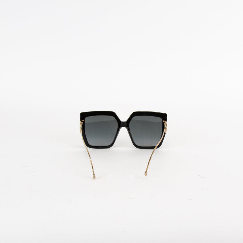 Fendi Black Oversized Wire Arm Logo Sunglasses