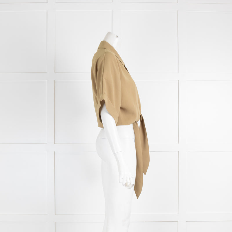 Vince Beige Twist Front Crop Blouse