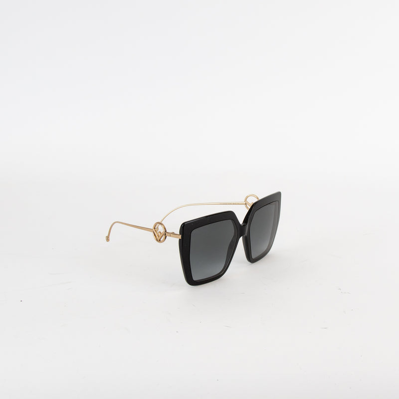 Fendi Black Oversized Wire Arm Logo Sunglasses