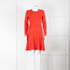 Lela Rose Red Long Sleeve Tiered Embossed Dress