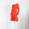 Lela Rose Red Long Sleeve Tiered Embossed Dress