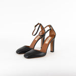 Valentino Black Leather Ankle Strap Heeled Shoes