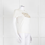 Christian Dior Ivory T-Shirt With Embellished Logo