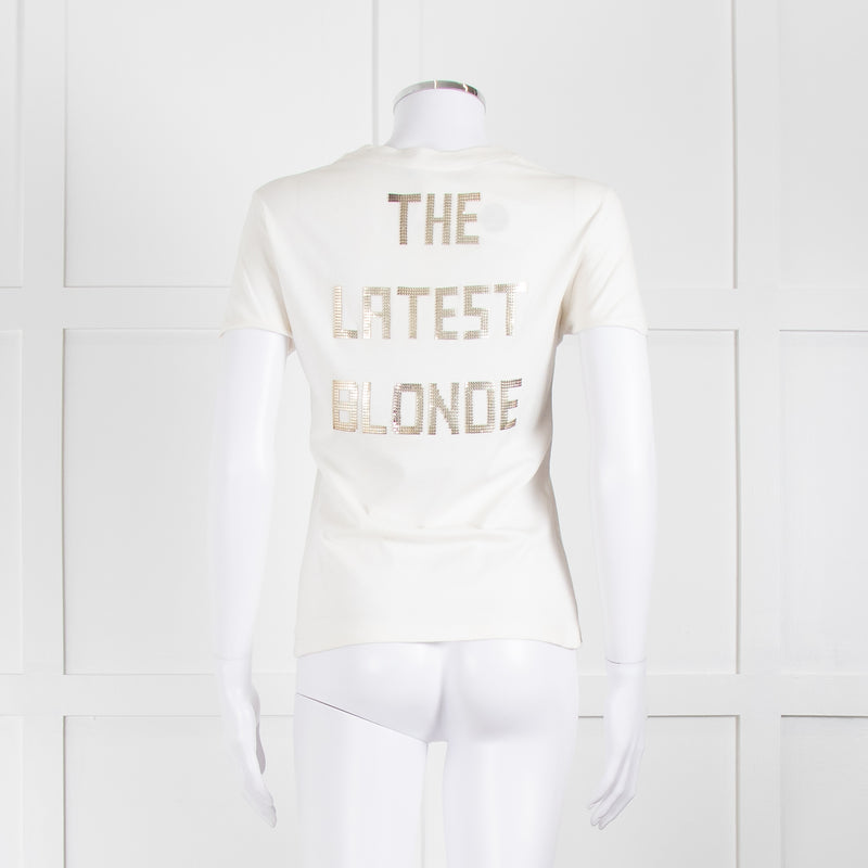 Christian Dior Ivory T-Shirt With Embellished Logo