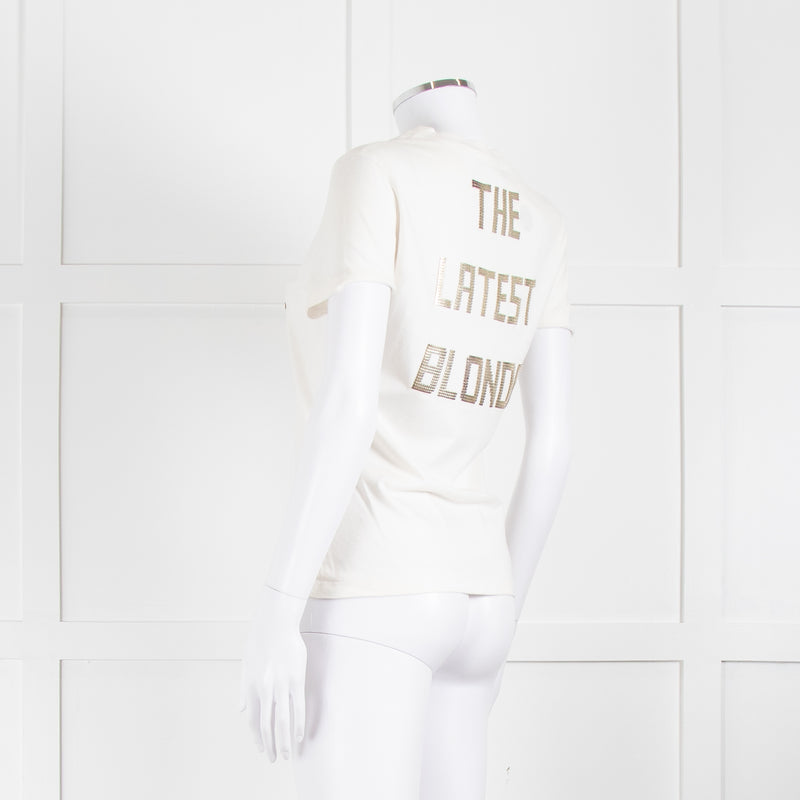 Christian Dior Ivory T-Shirt With Embellished Logo