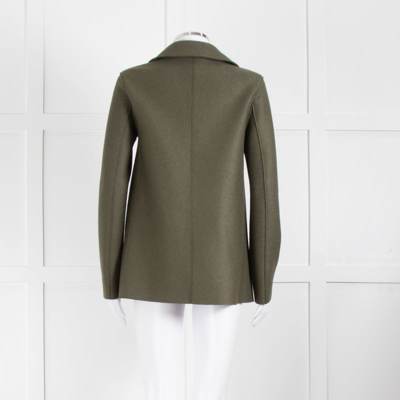 Harris Wharf London Green Woven Peacock Pressed Wool Jacket