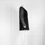 Maje Black Lamb Fur Leather Sleeve Coat