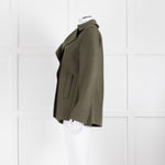 Harris Wharf London Green Woven Peacock Pressed Wool Jacket