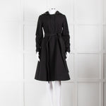 RainSisters Black Fit And Flare Coat With Hood And Belt