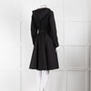 RainSisters Black Fit And Flare Coat With Hood And Belt