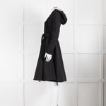 RainSisters Black Fit And Flare Coat With Hood And Belt