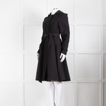 RainSisters Black Fit And Flare Coat With Hood And Belt