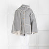 Toteme Grey Blanket Stitch Trim Draped Coat