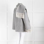 Toteme Grey Blanket Stitch Trim Draped Coat