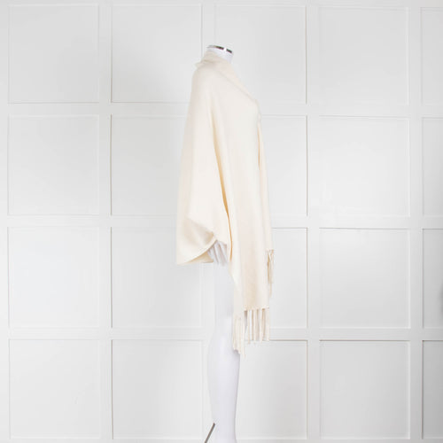 Sandro Cream Fringed Wrap Cardigan