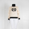 Chanel Cream Black Funnel Neck Intarsia Wool Jumper