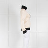 Chanel Cream Black Funnel Neck Intarsia Wool Jumper