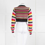 Molly Goddard Grey Yellow Pink Wool Cropped Cardigan