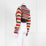 Molly Goddard Grey Yellow Pink Wool Cropped Cardigan