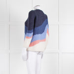 La Maille Sezane Blue Pink Cream Alpaca Mohair Blend Sweater