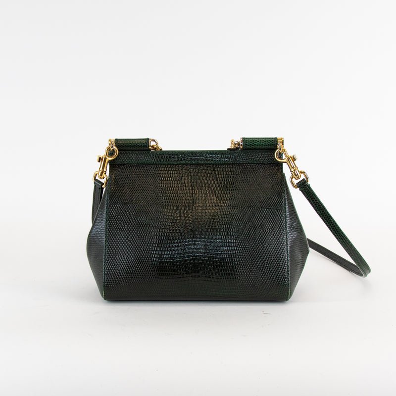 Dolce & Gabbana Green Sicily Bag in Iguana-Embossed Calfskin