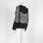 Fay Black White Blue Flower Detail Wool Sweater