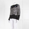 Fay Black White Blue Flower Detail Wool Sweater