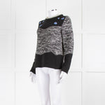 Fay Black White Blue Flower Detail Wool Sweater