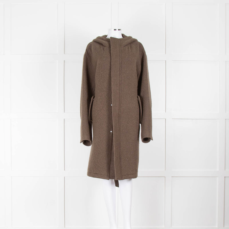 Auralee Brushed Alpaca Wool Melton Hooded Coat