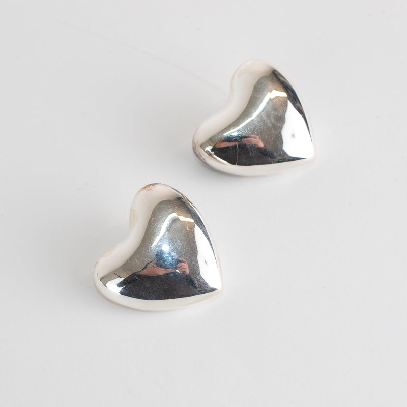 Annika Inez Voluptuous Heart Earrings Silver