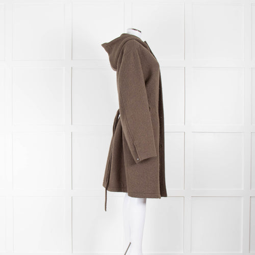 Auralee Brushed Alpaca Wool Melton Hooded Coat