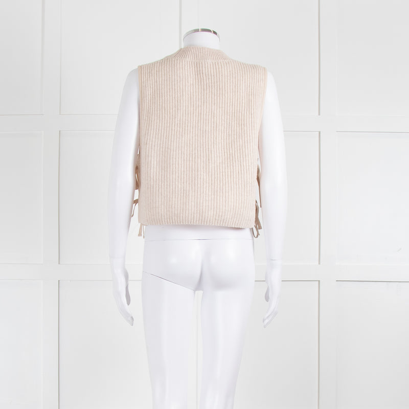 Vanessa Bruno Neutral Wool Rib Knit Gilet