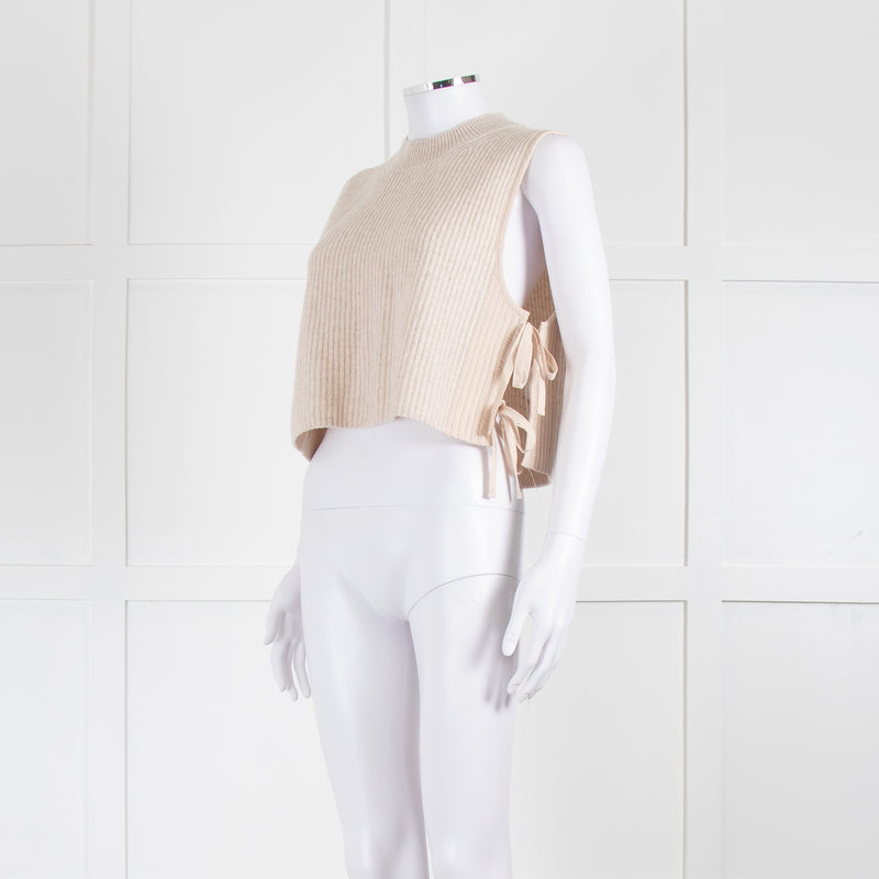 Vanessa Bruno Neutral Wool Rib Knit Gilet