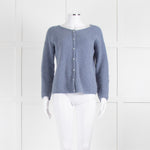 La Maille Sezane Dusky Blue Faux Pearl Button Cardigan