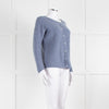 La Maille Sezane Dusky Blue Faux Pearl Button Cardigan