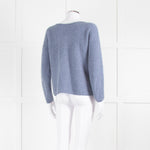 La Maille Sezane Dusky Blue Faux Pearl Button Cardigan