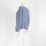 La Maille Sezane Dusky Blue Faux Pearl Button Cardigan