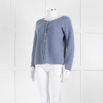 La Maille Sezane Dusky Blue Faux Pearl Button Cardigan