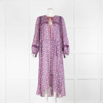 Marant Etoile Purple Blue Print Cotton Long Sleeve Dress