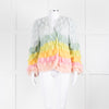 Dawn x Dare Blue Yellow Pink Rainbow Mohair Blend Cardigan