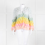 Dawn x Dare Blue Yellow Pink Rainbow Mohair Blend Cardigan