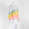 Dawn x Dare Blue Yellow Pink Rainbow Mohair Blend Cardigan