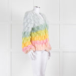 Dawn x Dare Blue Yellow Pink Rainbow Mohair Blend Cardigan