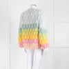 Dawn x Dare Blue Yellow Pink Rainbow Mohair Blend Cardigan