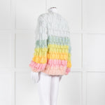 Dawn x Dare Blue Yellow Pink Rainbow Mohair Blend Cardigan