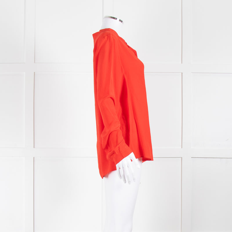 Stella McCartney Piedemonte Red Silk Long Sleeve Blouse