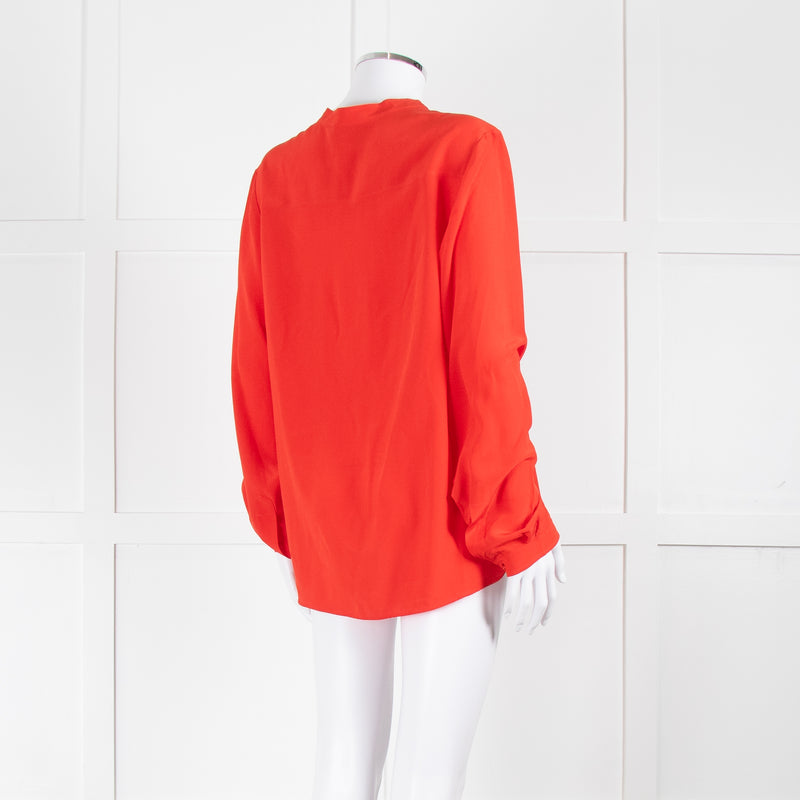 Stella McCartney Piedemonte Red Silk Long Sleeve Blouse