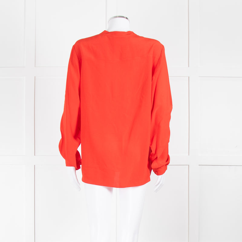 Stella McCartney Piedemonte Red Silk Long Sleeve Blouse